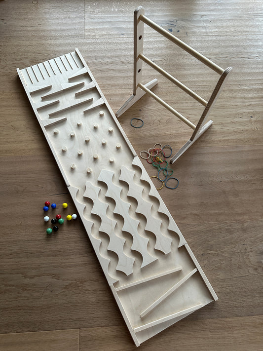 1-Meter Kugelbahn-Platte – mit höhenverstellbarer Leiter