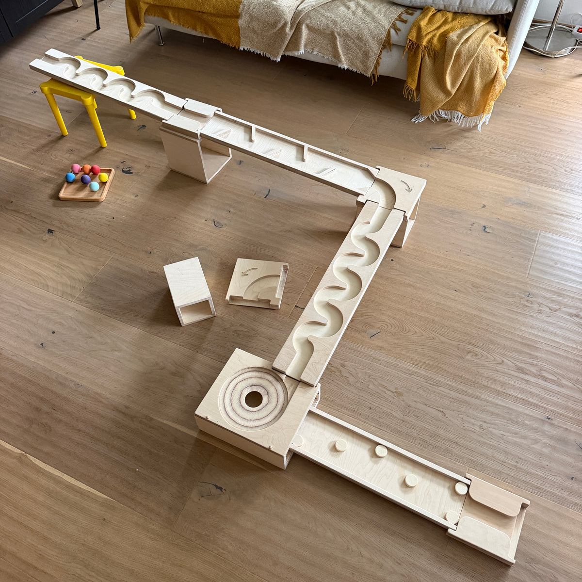 Kugelbahn mit Holzkästen – 5 cm Kugeln