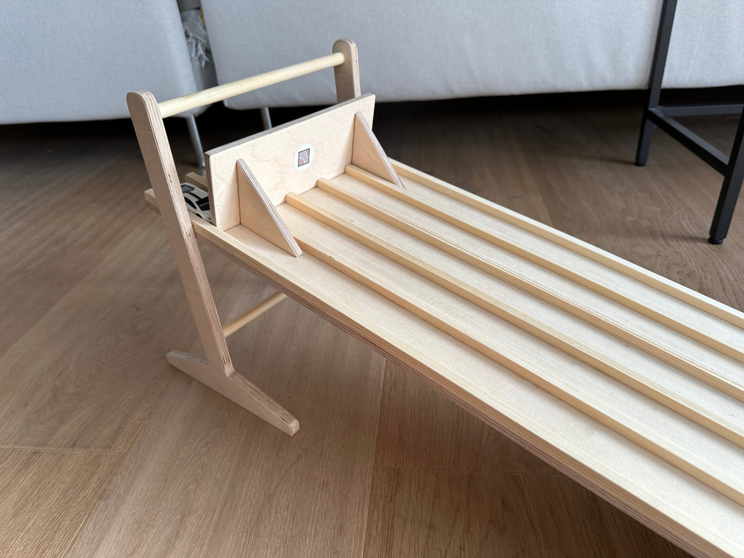 Flitzer Rennstrecke aus Holz – 1 Meter | Für 5 Autos | Optional mit Leiter/Turm | Handgefertigt | Kompatibel mit Murmelbahn & Erweiterungen