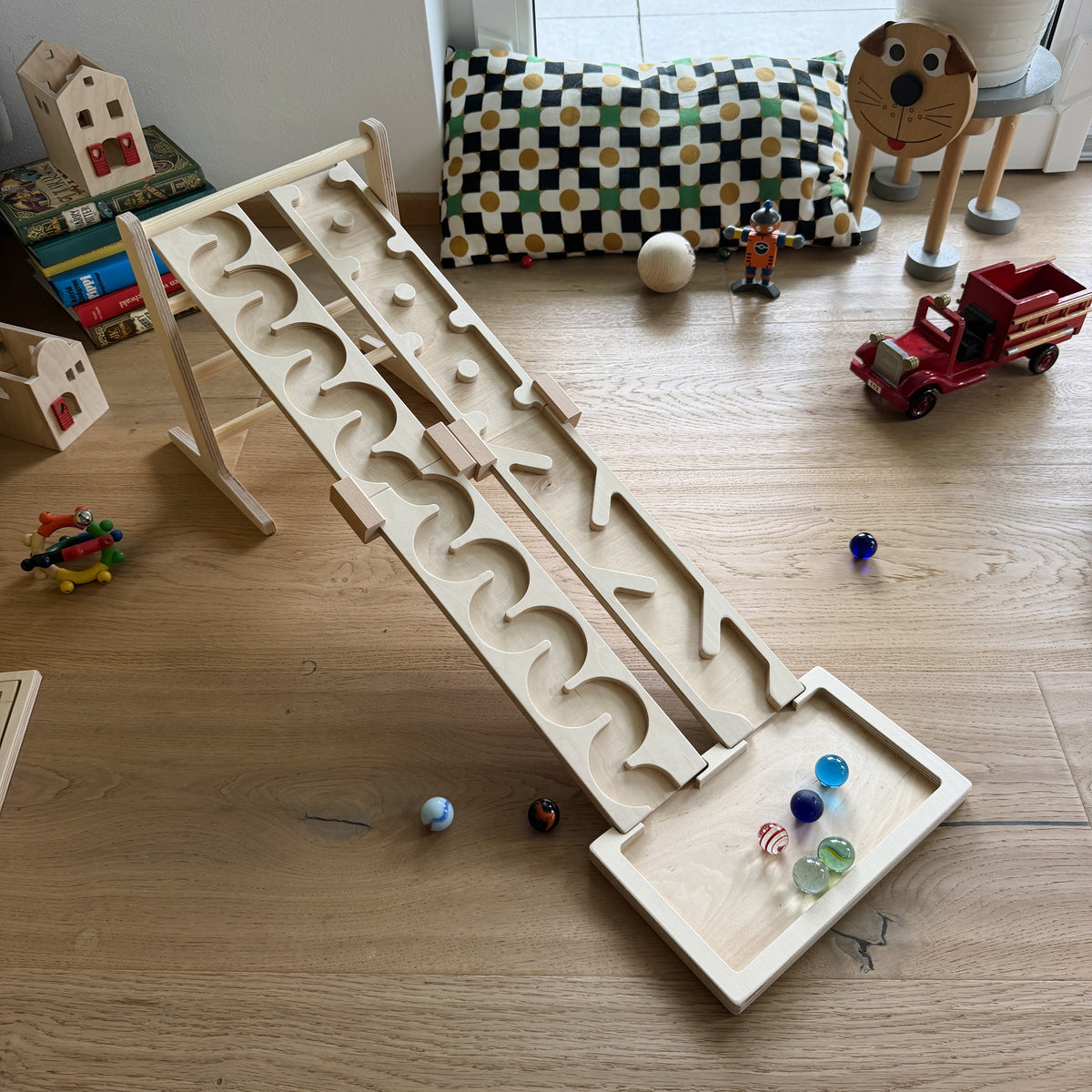 2 Bahnen Kombi - Murmelbahn-Set für 3 cm kugel