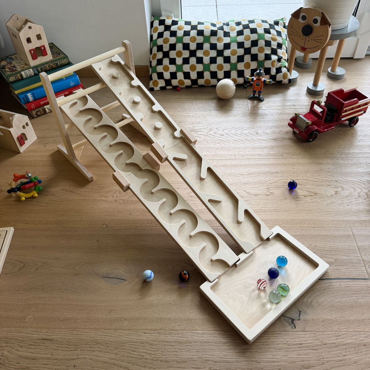 2 Bahnen Kombi - Murmelbahn-Set für 3 cm kugel