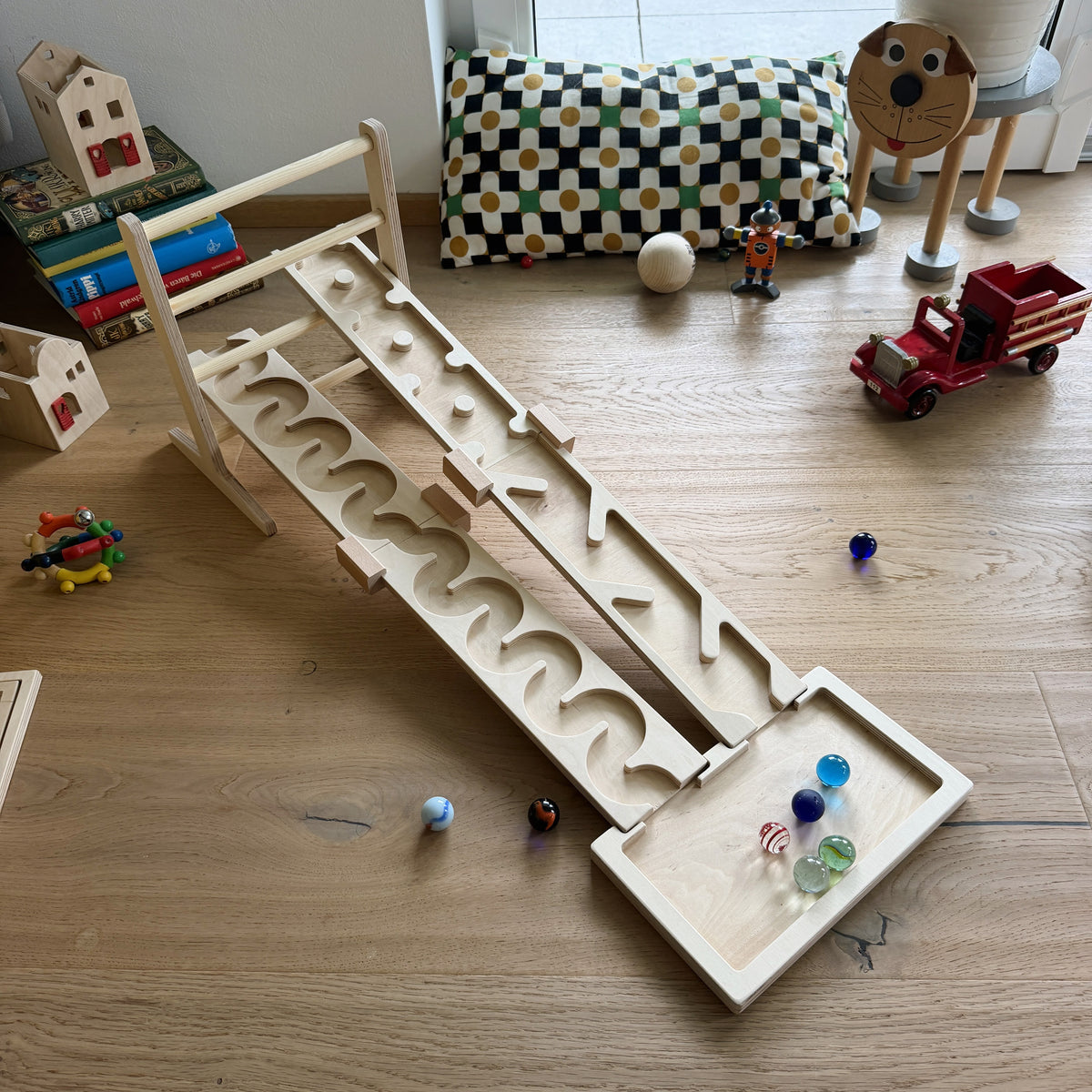 2 Bahnen Kombi - Murmelbahn-Set für 3 cm kugel
