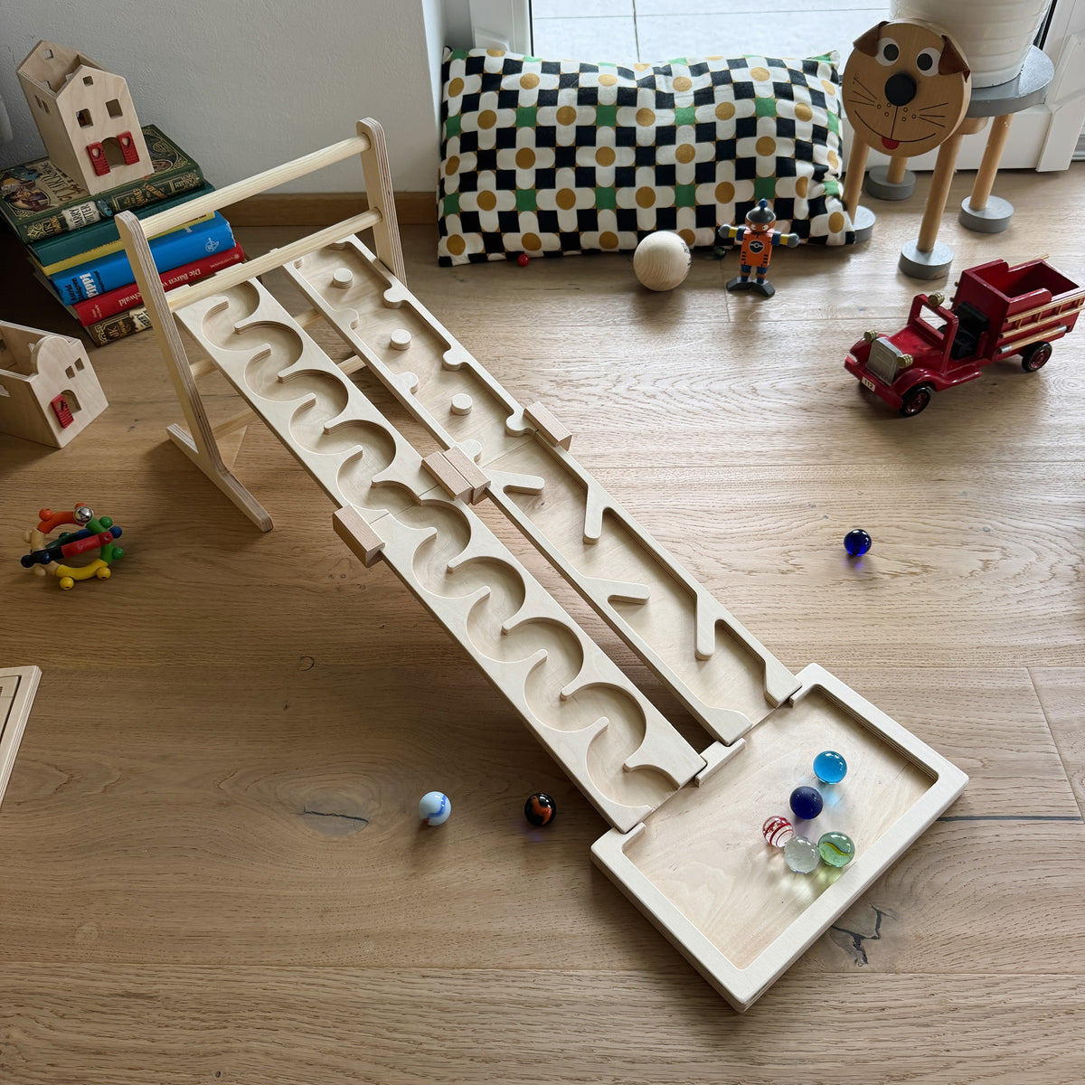 2 Bahnen Kombi - Murmelbahn-Set für 3 cm kugel