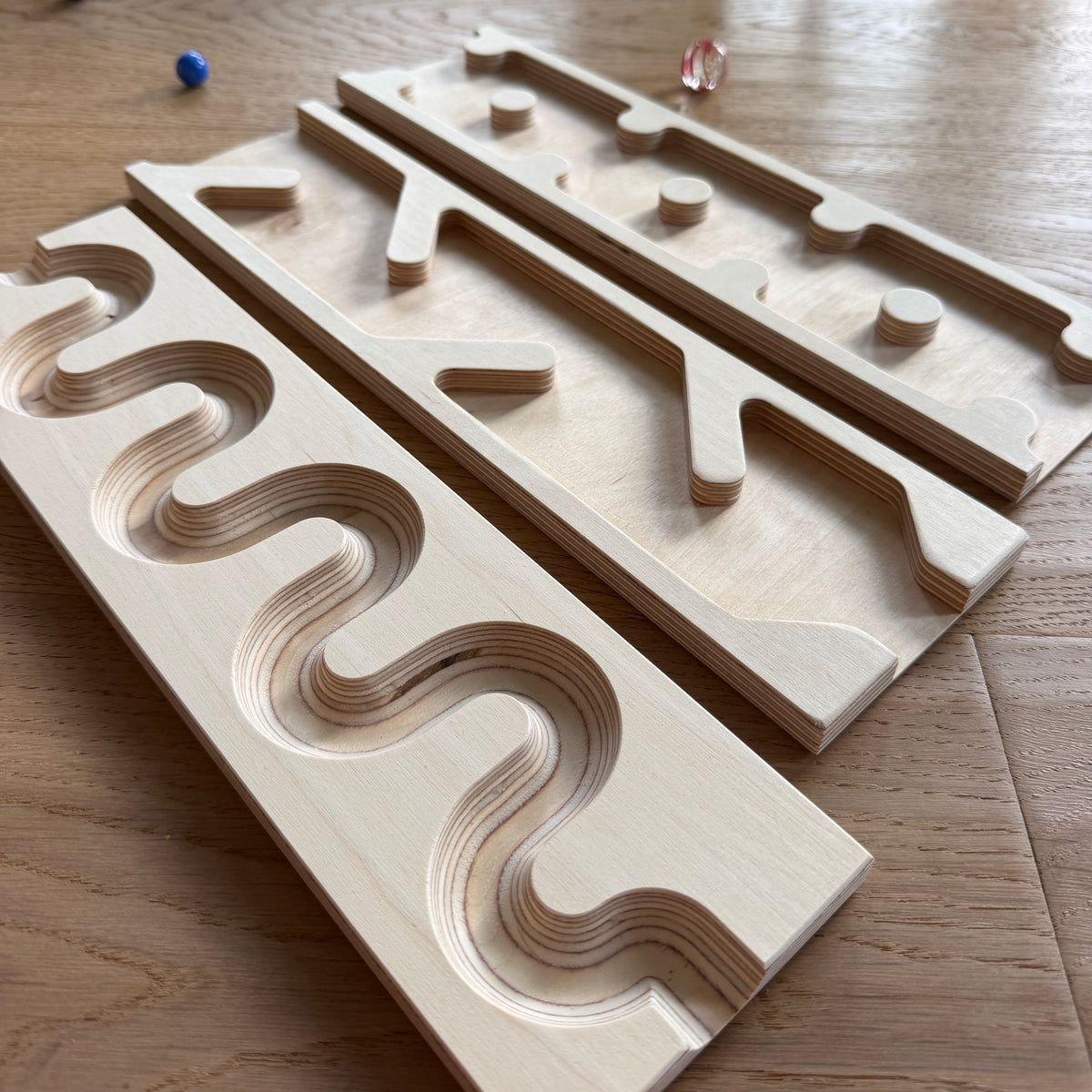 3 verschiedene Murmelbahn Platten Set